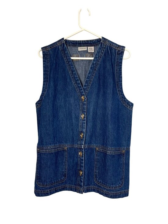 Cabin Creek Jackets & Blazers - Cabin Creek Denim Vest Womens M Blue Button Front 100% Cotton Pockets Casual